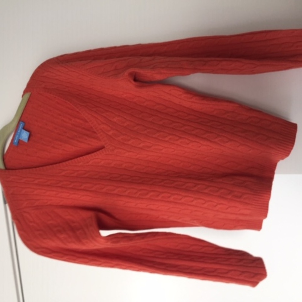 Cashmere V Burnt Orange Sweater White and Warren